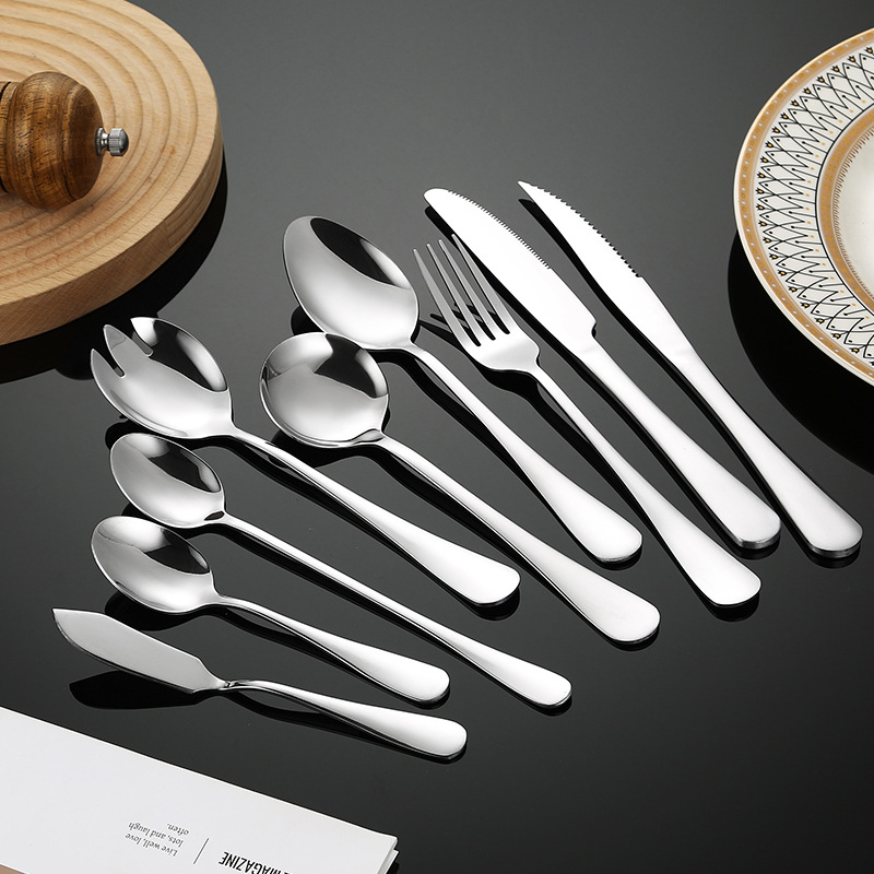 1010 full series stainless steel tableware Western steak knife fork spoon dessert spoon ice spoon hotel public dish spoon