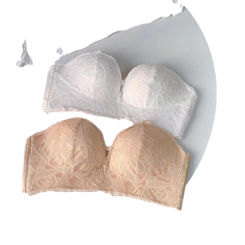 Strapless Bra Women's Off-Shoulder Wedding Dress Intimates Summer Seamless Intimates Lace Push-Up Non-Slip Bra