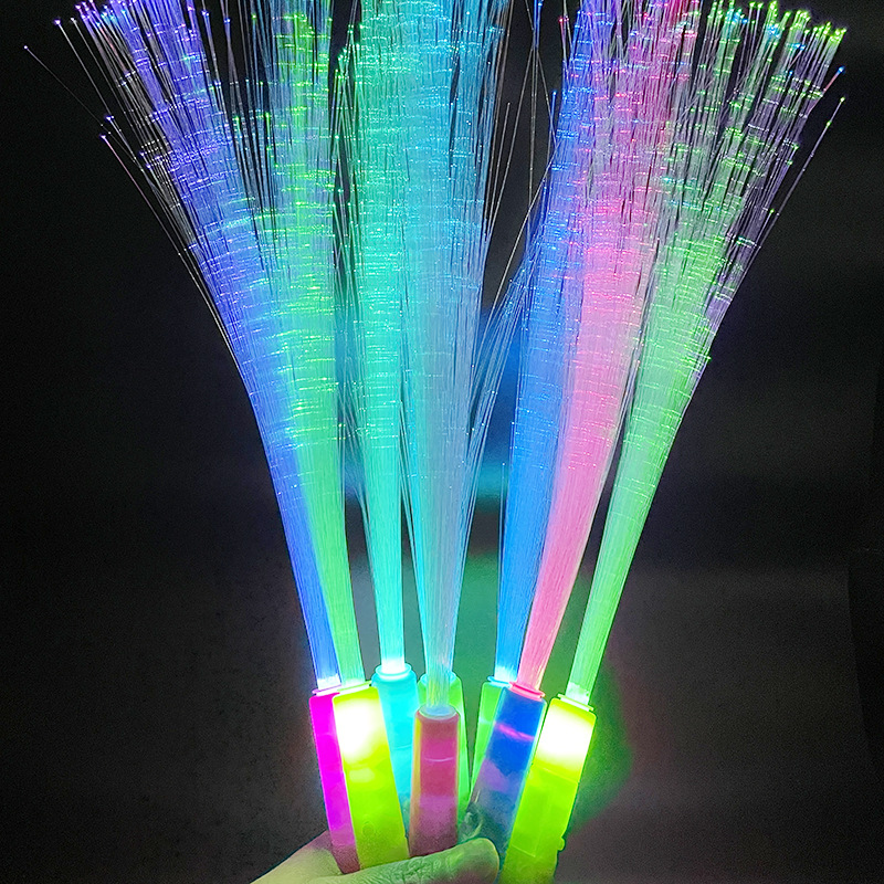LED Colorful Luminous Optical Fiber Stick Three Function Flash Optical Fiber Stick Activity Party Concert cheer props