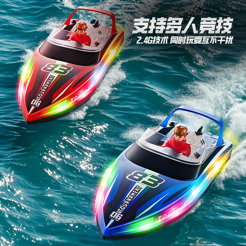 Cross-border HJ821 remote control boat high-speed remote control speedboat high-horsepower ship boy water toy model light boat