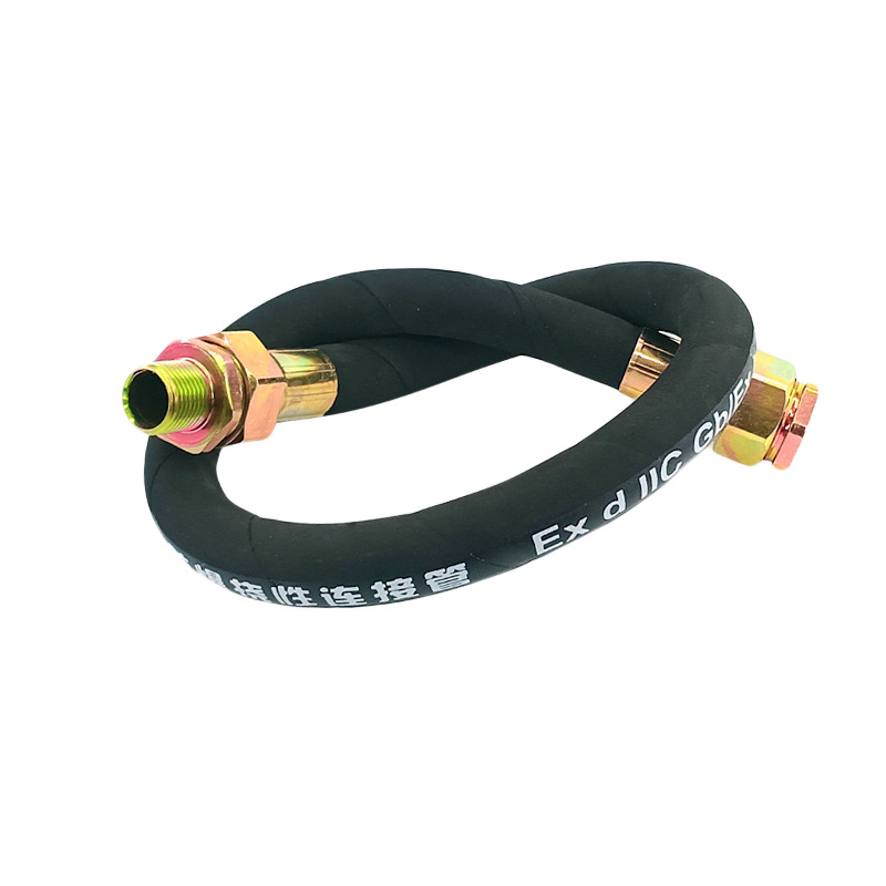 Bng Explosion-Proof Flexible Connecting Pipe 4 Points 6 Points Stainless Steel Wire Rubber Hose Dn20 Explosion-Proof Connecting Rubber Pipe