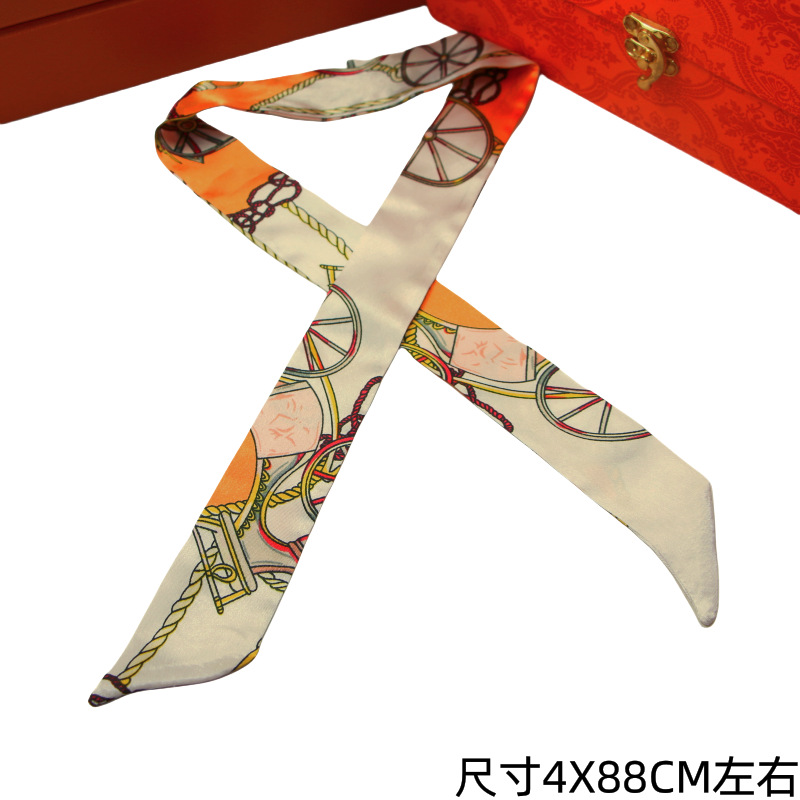 Long Scarf Gift Box Packaging with Bag Decoration Accessories Fashion Women's Daily Travel Wear Necessary Imitation Silk