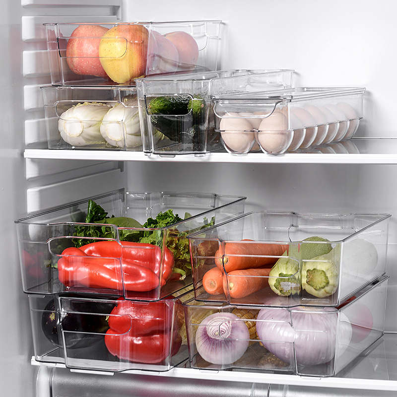 PET refrigerator food storage box large capacity transparent storage box thick fresh-keeping box transparent kitchen storage wholesale