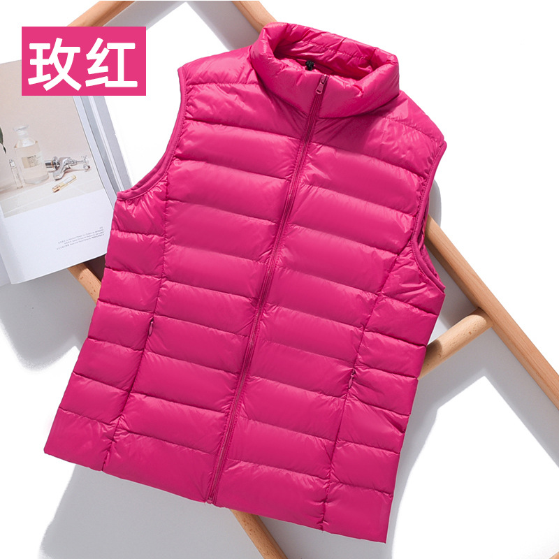 Lightweight down Vest for Women, Short Stand-Up Collar, Slim Vest, Autumn and Winter New Style down Vest, Large Size Vest for Outer Wear for Women