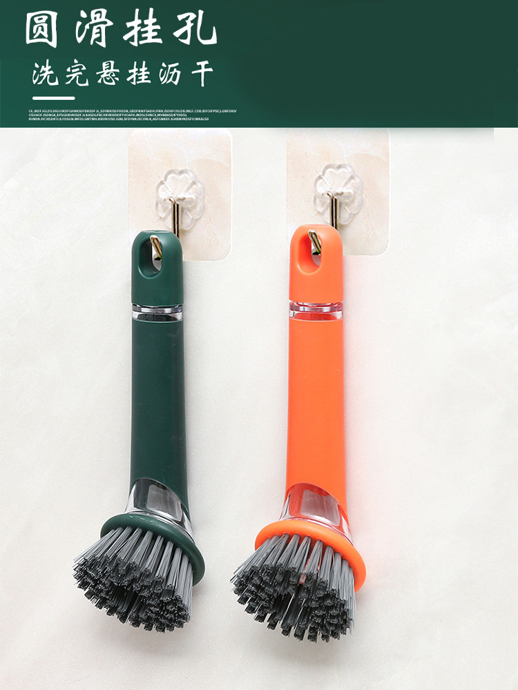 Kitchen Long-Handled Pot Brush, Automatic Liquid-Added Pot Brush, Dishwashing Brush, Household Pot Washing Brush, Steel Wire Pet Cleaning Ball