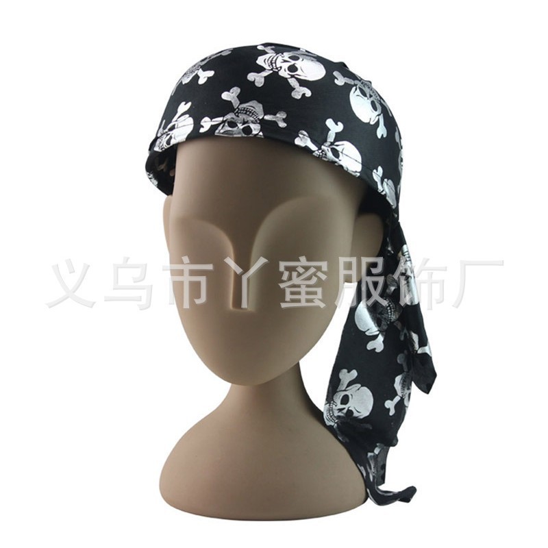 Halloween Party Pirate Headscarf Skull Pirate Hat Stage Performance Pirates of the Caribbean Costume