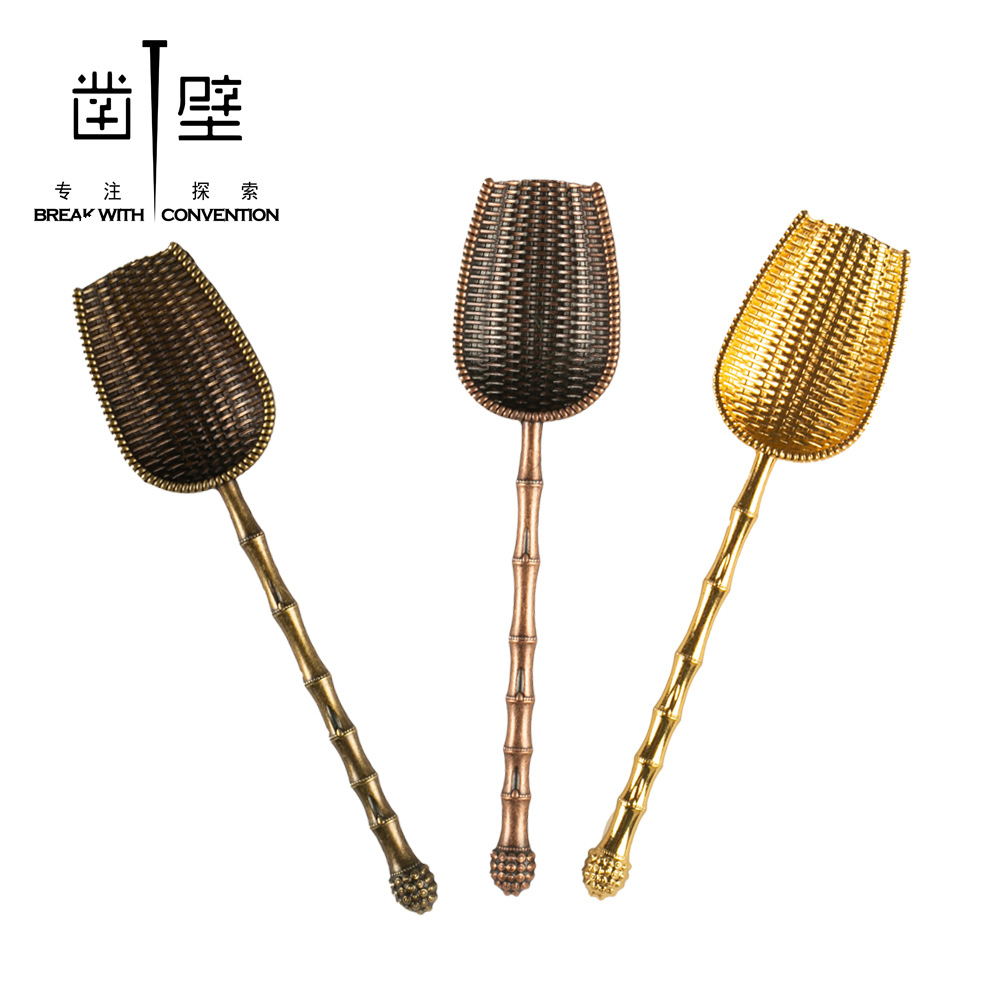 Factory Direct supply copper alloy tea spoon tea shovel gift box tea packaging supporting tea peripheral products