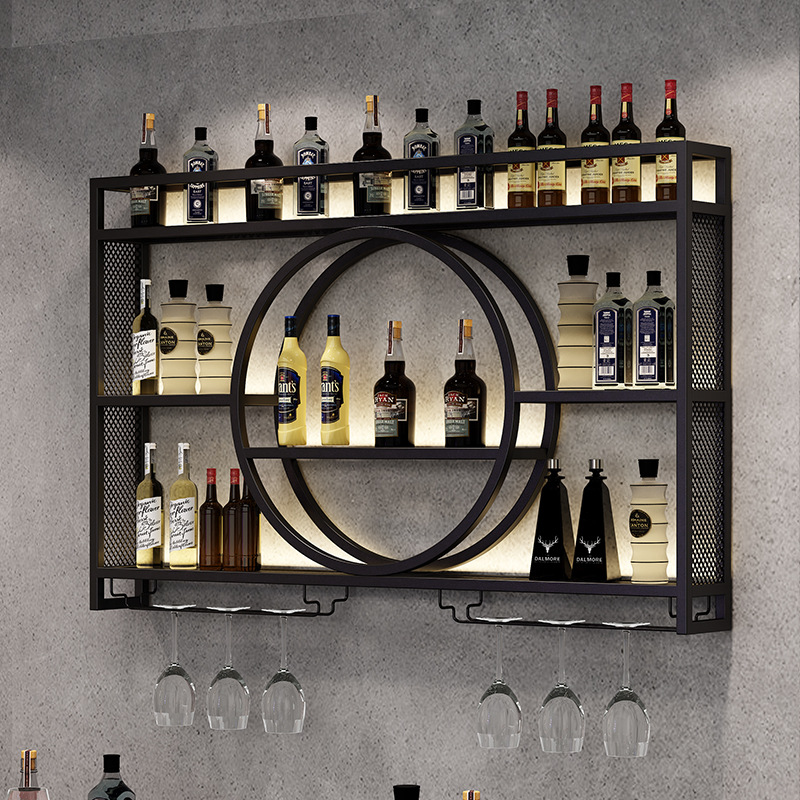 Amazon Disassembly Wall-Mounted Metal Wine Rack Iron Storage Rack Wall-Mounted Wine Display Rack Bar Restaurant Decoration