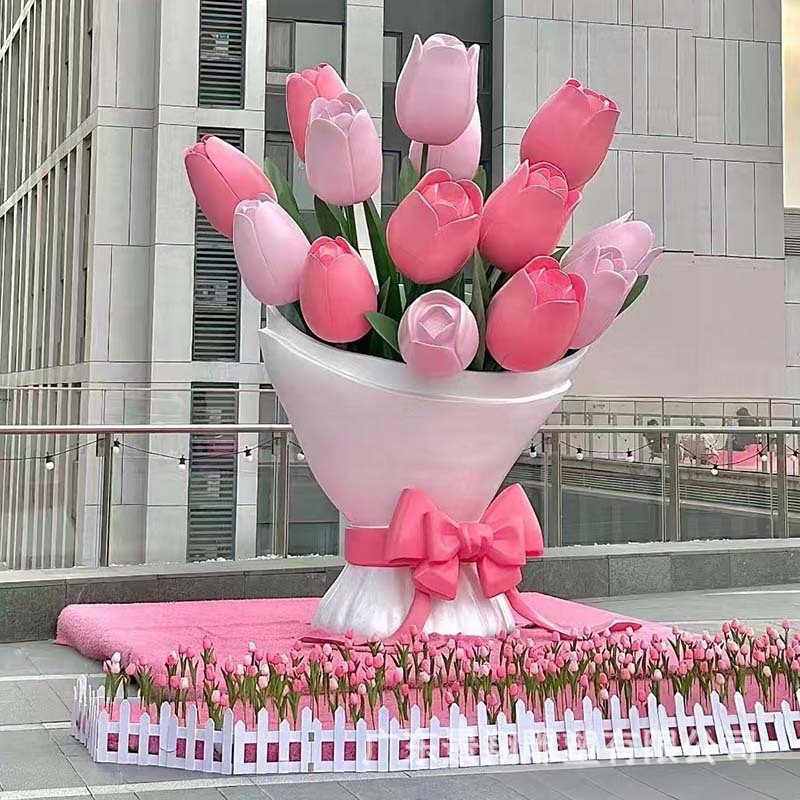Large glass fiber reinforced plastic simulation bouquet model sculpture ornaments outdoor garden landscape park forest scenic spot punch card beauty Chen