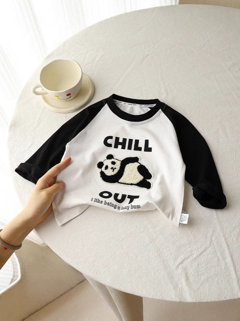 2025 New Spring & Fall Patch Kidsren's Clothing Boys' T-Shirts Long-Sleeved Spring Cotton Bottoming Shirts Kidsren's Multi-Color Boys