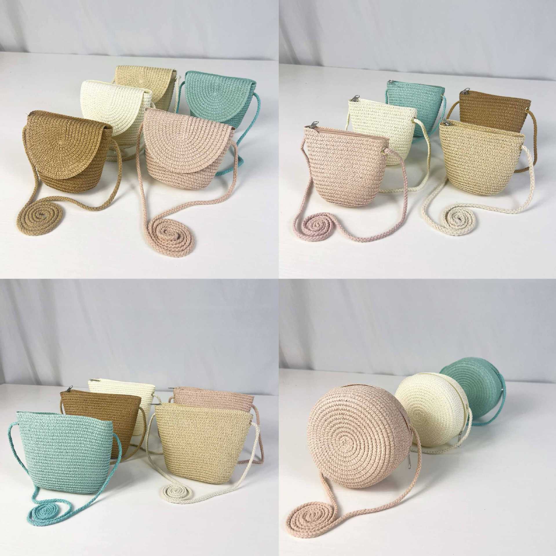Детская сумка для внешней торговли, мужская и женская, милая соломенная сумка, маленькая круглая сумка, кроссбоди, монетница для детей, мобильная сумка, летняя легкая сумка
