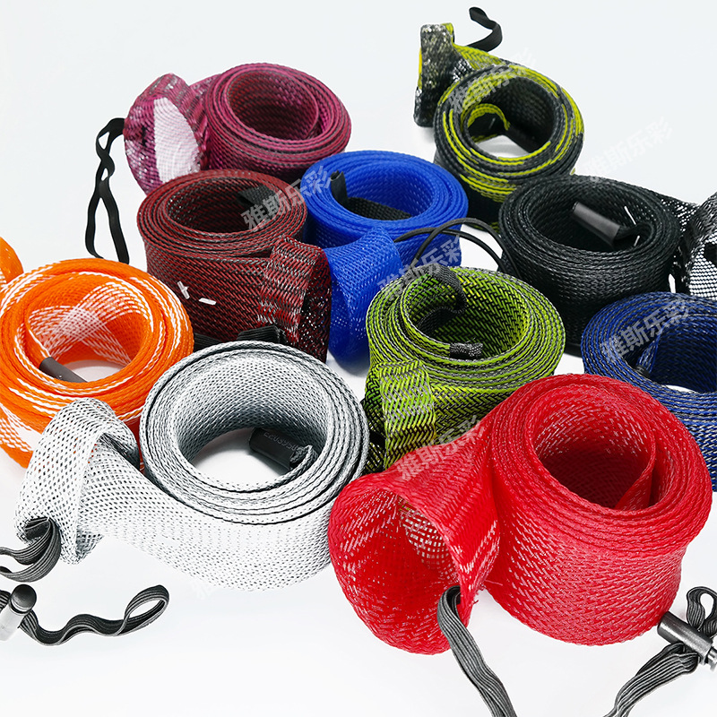 Customized Fishing Rod Protective Cover, Wear-Resistant and Anti-Uv Colorful Pattern Telescopic Braided Sleeve, Fishing Rod Cover with Lanyard