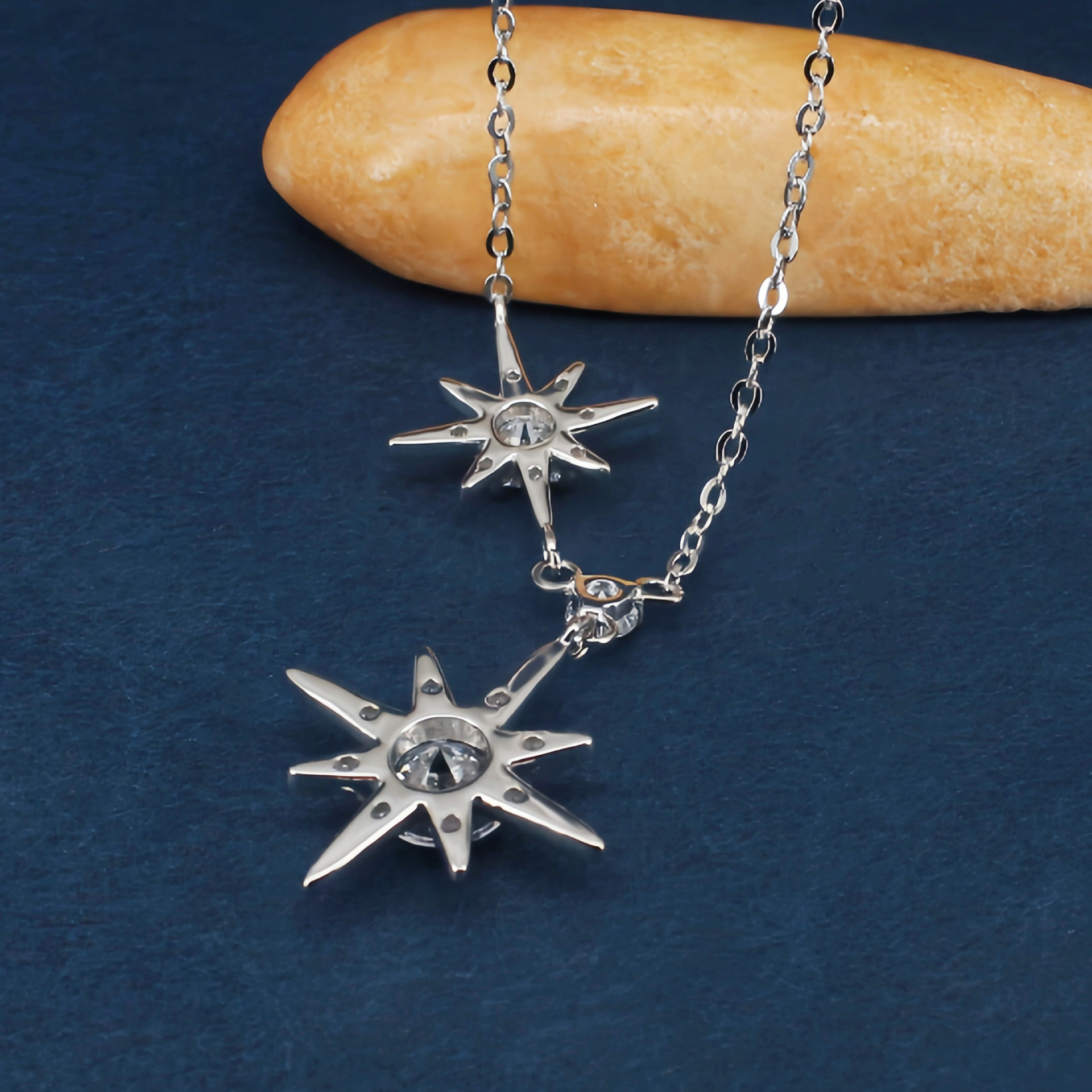 Original Design D Color Moissanite Six-Pointed Star Necklace S925 Sterling Silver Pendant Star Necklace for Women Factory Direct Supply