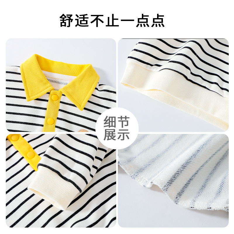 2403+2402 Spring and Autumn New Casual Suit Children's Sweatshirt and Sweatpants Turn-Down Collar Polo Shirt Stylish Long Sleeve Outdoor