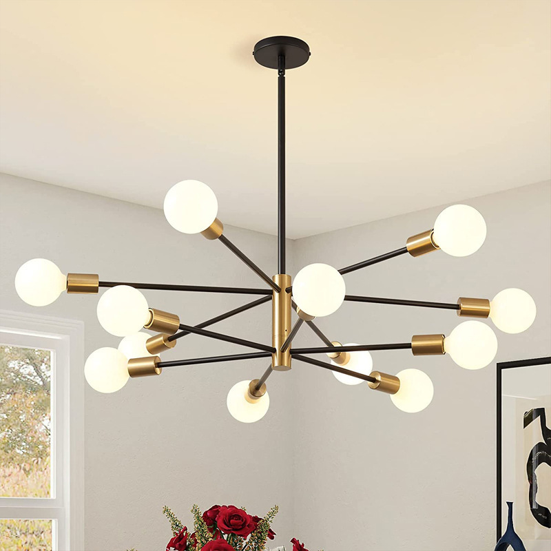 Cross-Border Amazon Satellite Chandelier American Country Retro Industrial Style Living Room and Restaurant 110V Molecular Chandelier