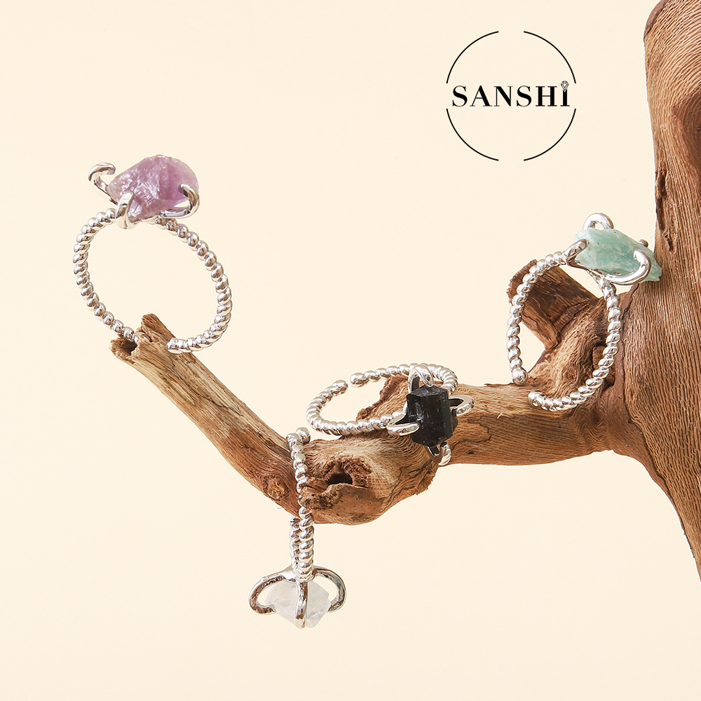 Cross-border hot sale ins style natural stone ring natural crystal white crystal factory direct new products listed