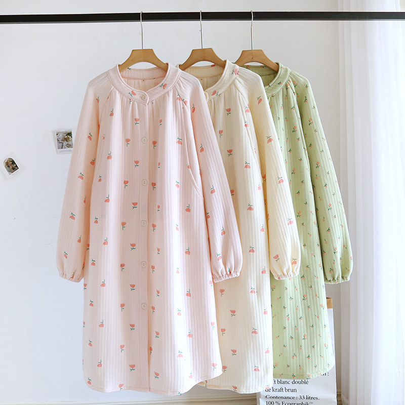 Длинный халат для беременных с круглым вырезом, весна/лето, осень, домашнее платье с цветочным принтом