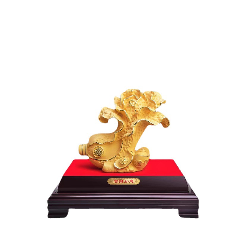 Cashmere Sands Gold Year after Year Lucky Goldfish Home Decoration Resin Decoration Chinese Office Opening Gift Gold Plating