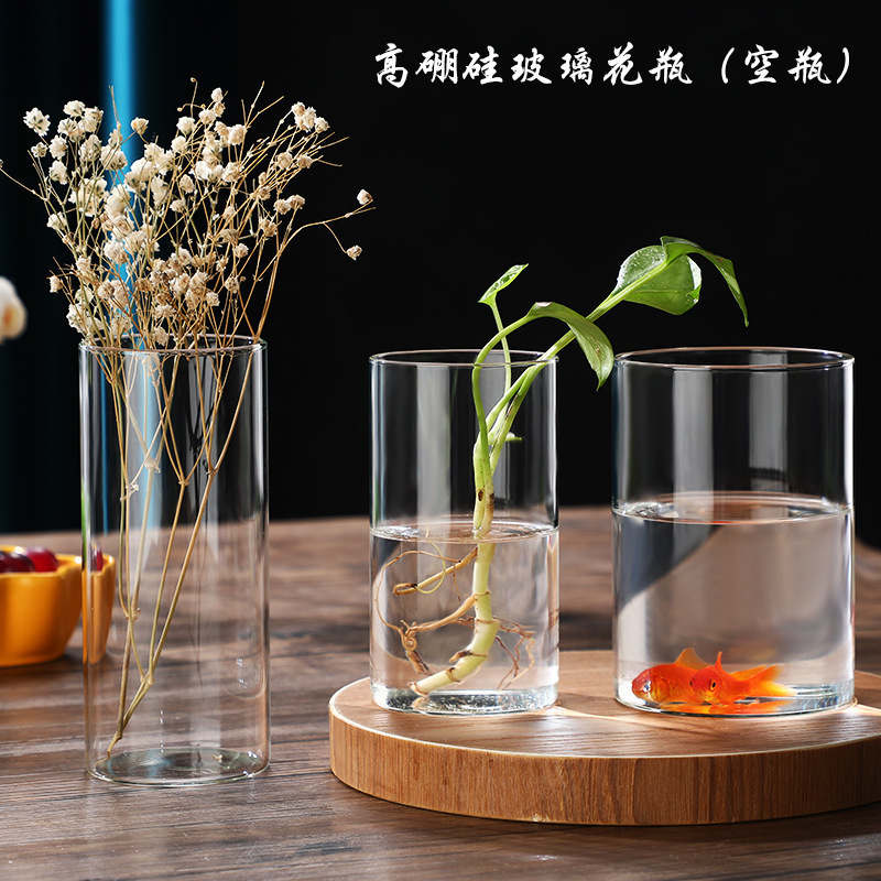 High Borosilicate Glass Flower Pot Art Flower Vase Moss Landscape Bottle Hydroponic Plant Vase Straight Glass Flower