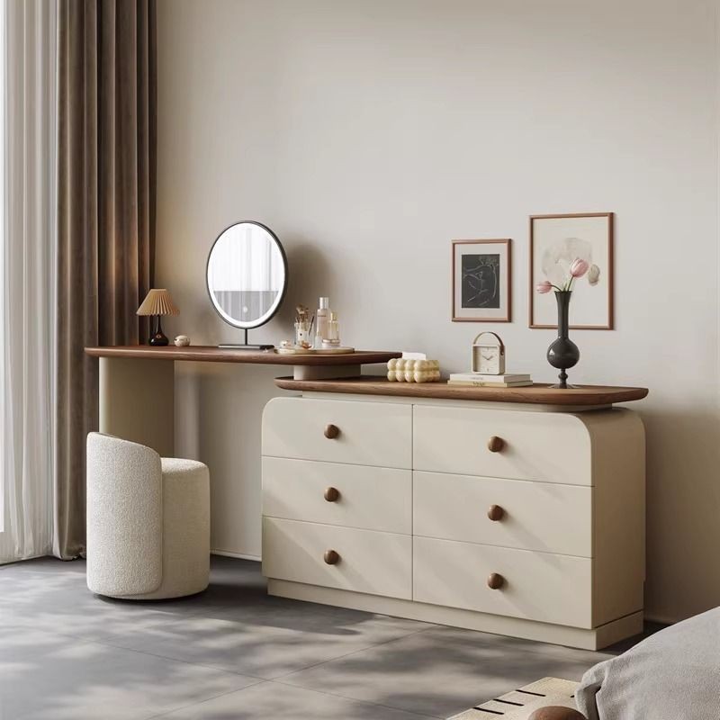 Medieval Style All Solid Wood Painted Dressing Table Dressing Table Cupboard Integrated Walnut 2025 New Style Accessible Luxury