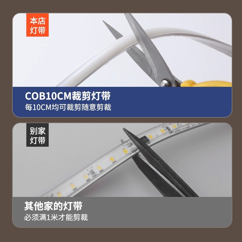 Led Strip 220v Outdoor Waterproof Super Bright Self-adhesive Line Light Home Living Room Ceiling Atmosphere Light COB Soft Light Strip
