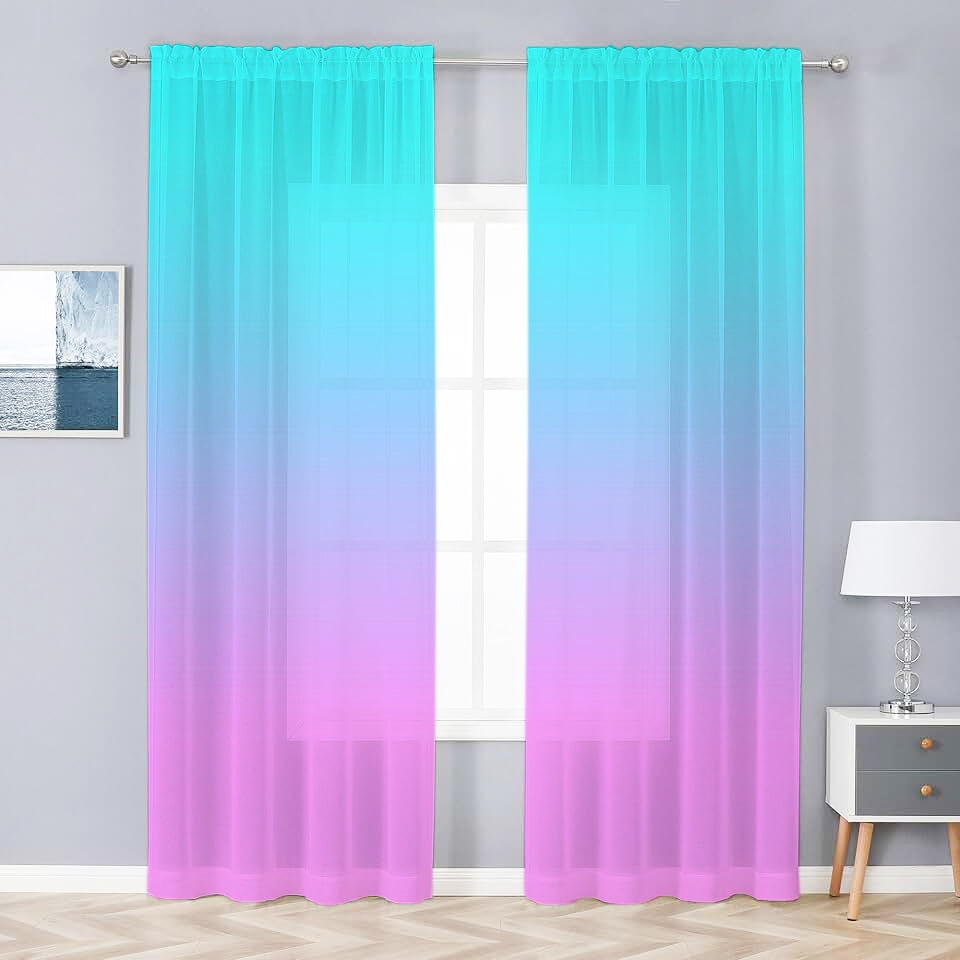 Support Jit Shipping, Cross-Border Exclusive Factory Direct Sales, Gradient Yarn Popular Style, Digital Printing Processing Curtains and Window Screens