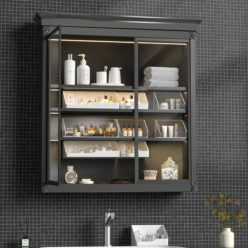 Mirror Cabinet Storage Box Wall-Mounted Cosmetics Lipstick Skin Care Product Storage Rack Bathroom Bathroom Cabinet Box Storage Rack