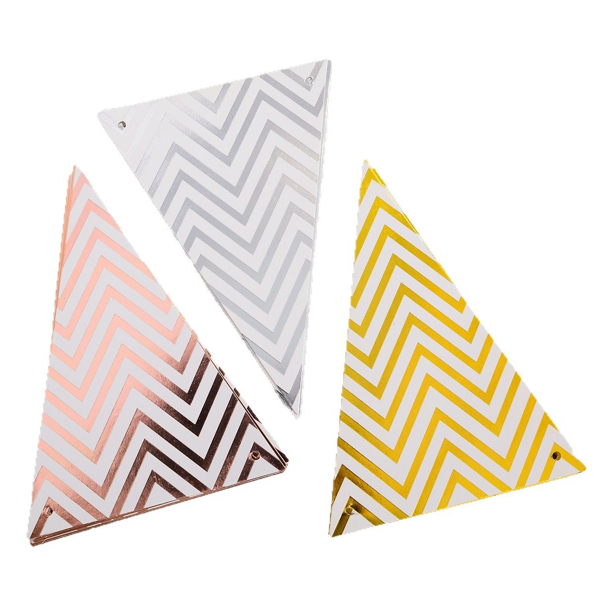 Bronzing Wave Pattern Triangle Flag Birthday Arrangement Flag Banner Festival Party Decoration Background Props Triangle Flag
