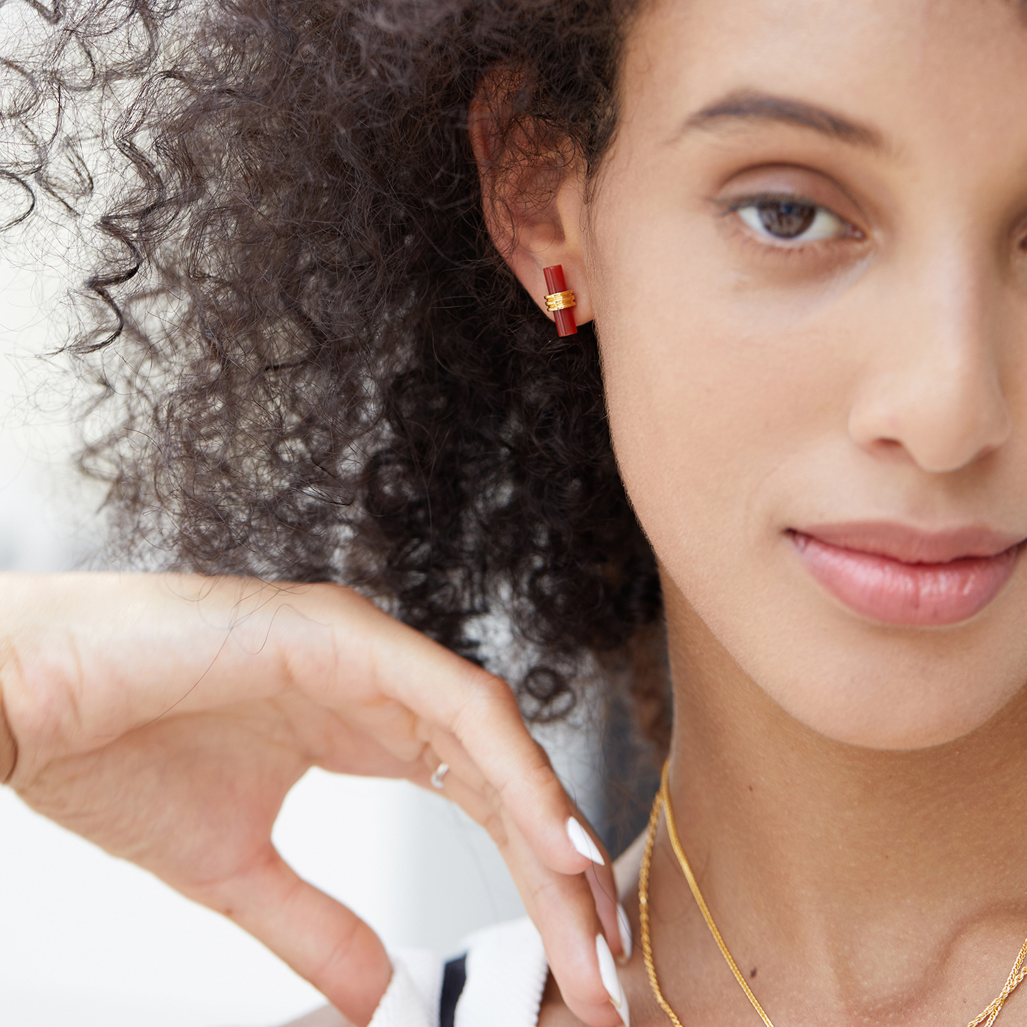 S925 Silver Natural Stone Earrings Niche Design Sense Earrings Fashion French Seiko Silver Cross-border Dopamine New Style