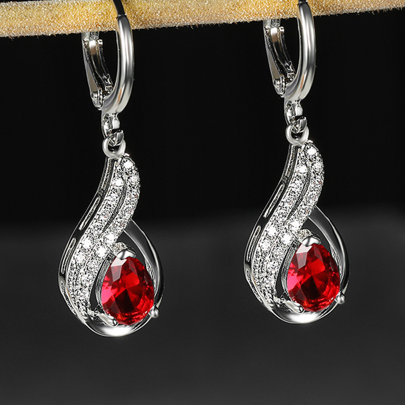 Cross-border Foreign Trade New Fashion Earrings Water Drops Zircon Diamond Ear Buckle Women's Light Luxury Simple Joker Small Jewelry