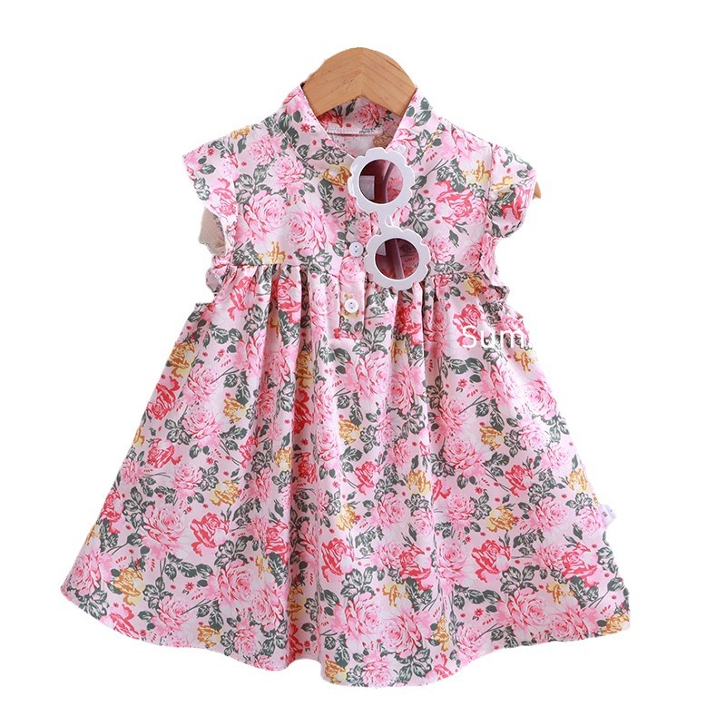 Girls Floral Dress A-Line Style Cute Princess Dress Kidsren's Puffy Skirt Summer Dress Middle Kidsren's Category a Skirt