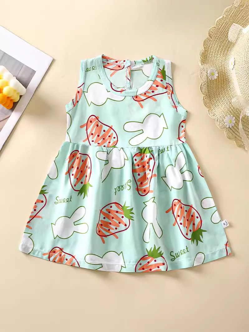 Детская одежда Платье принцессы для девочек Летнее платье для малышей 2024 Платье из искусственного хлопка и шелка A-line