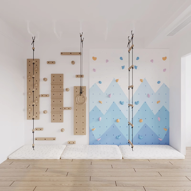 Children's Home Rock Climbing Wall Indoor Wooden Physical Training Multi-functional Fitness Climbing Physical Sensory Training Equipment