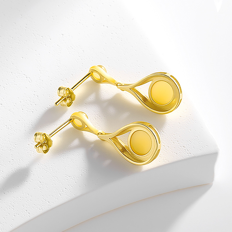 genuine goods Natural Old Material Hetian Jade Sugar Earrings Women's S925 Silver Ice-set Jade Elegant Simple Earrings