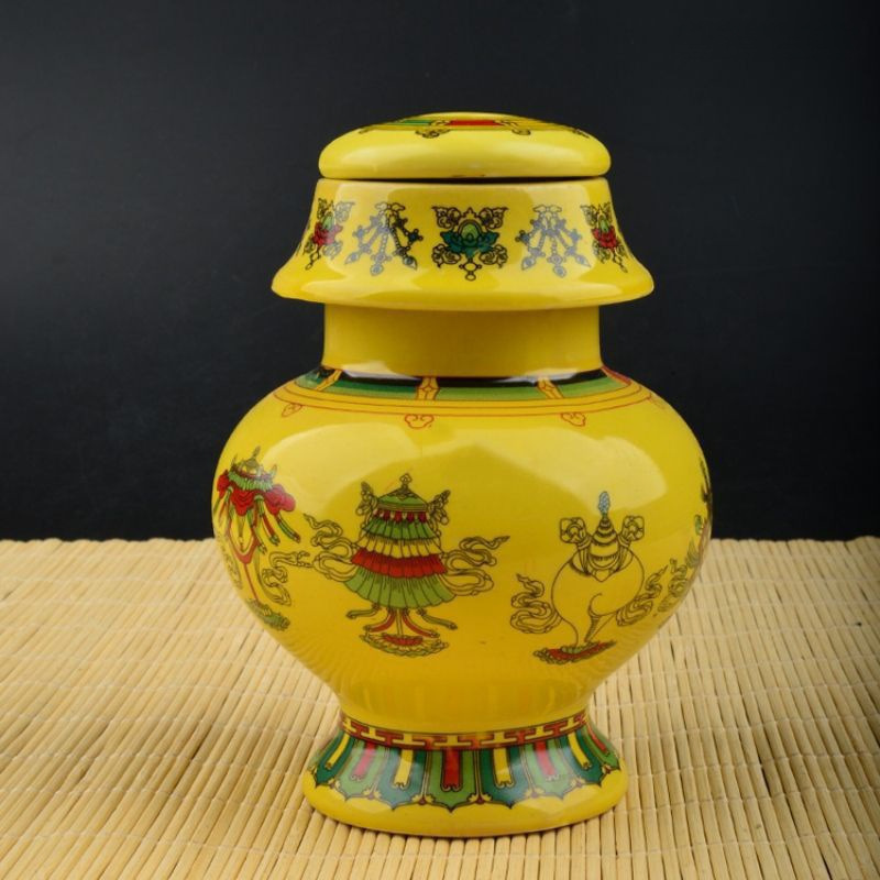 Treasure Bottle with Treasure of Wealth Treasure Bottle Ornaments Ceramics Eight Auspicious Treasure Treasure of Wealth Dragon King Xizang Home Buddha Hall for Treasure Bottle