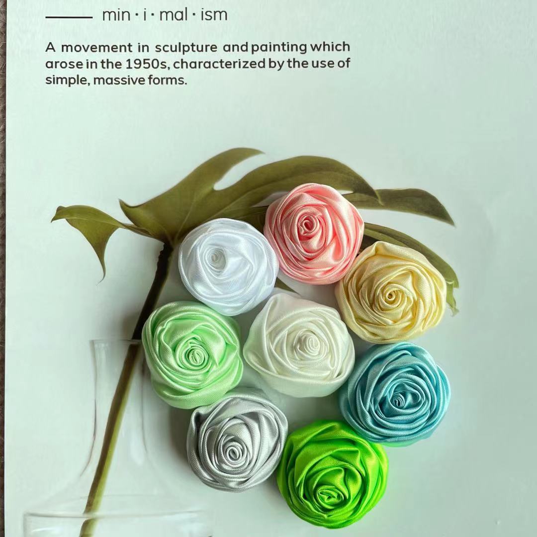 Satin hand-wound 3.5cm small Rose Children's headdress clothing shoes and hats accessories accessories diy fabric three-dimensional flower bud