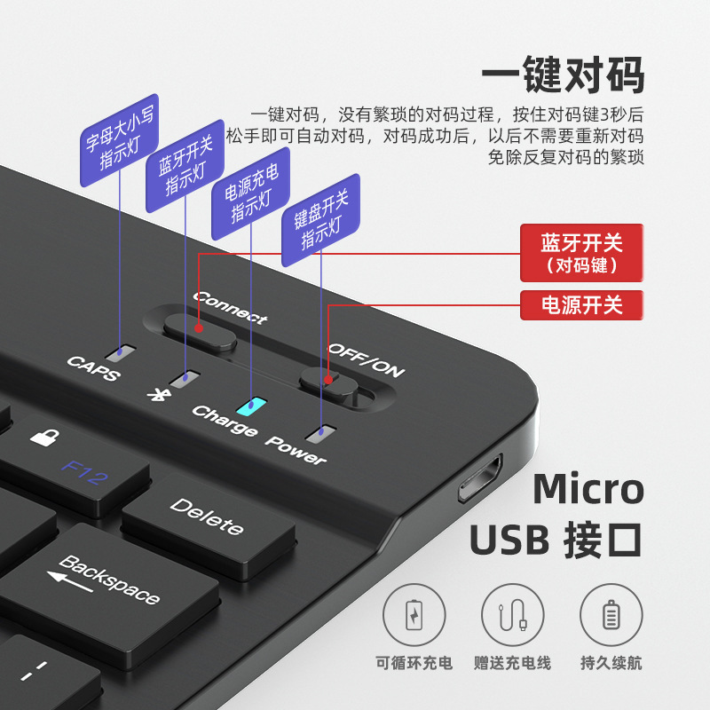 Wireless Bluetooth Keyboard, Ultra-Thin and Silent, Suitable for Ipad, Huawei Mobile Phones and Tablets, Office Keyboard, Customized Keyboard and Mouse Set