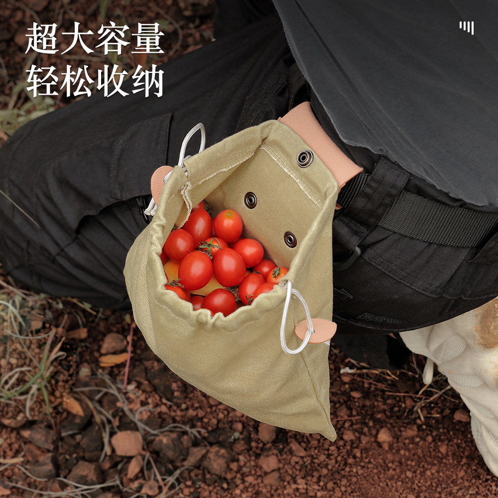 Outdoor Foraging Bag Fruit Picking Bag Waist Hanging Tools Waist Bag Bundle Pocket Folding Canvas Tools Storage Bag
