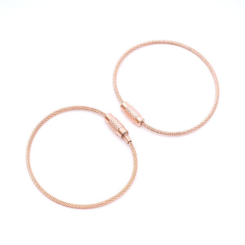 Stainless Steel Wire Rope Rubber-Coated Wire Ring DIY Keychain Accessories 15mm Wire Rope Ring Rope Buckle Outdoor Supplies