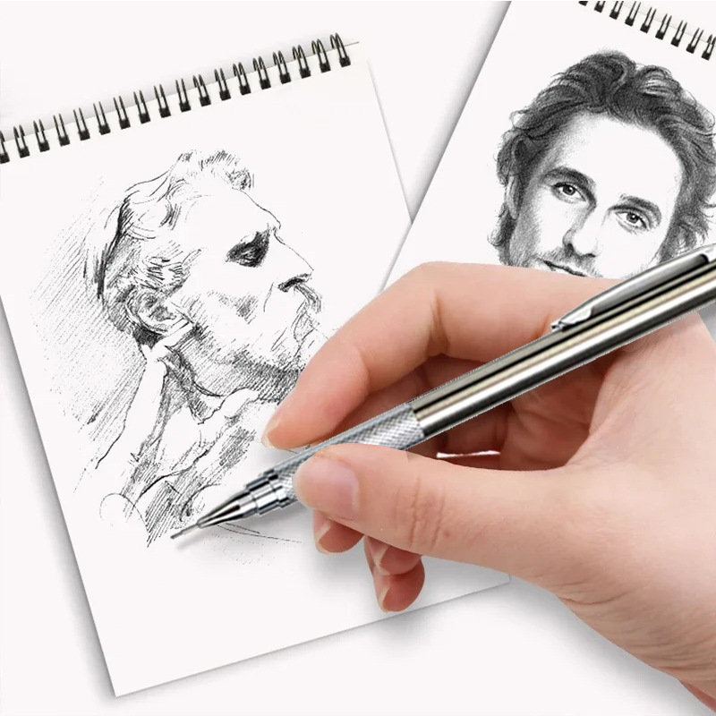 Stainless Steel Mechanical Pencil 0.3 0.5 0.7 0.9 1.3 2.0 3.0mm Metal Active Pencil Drawing