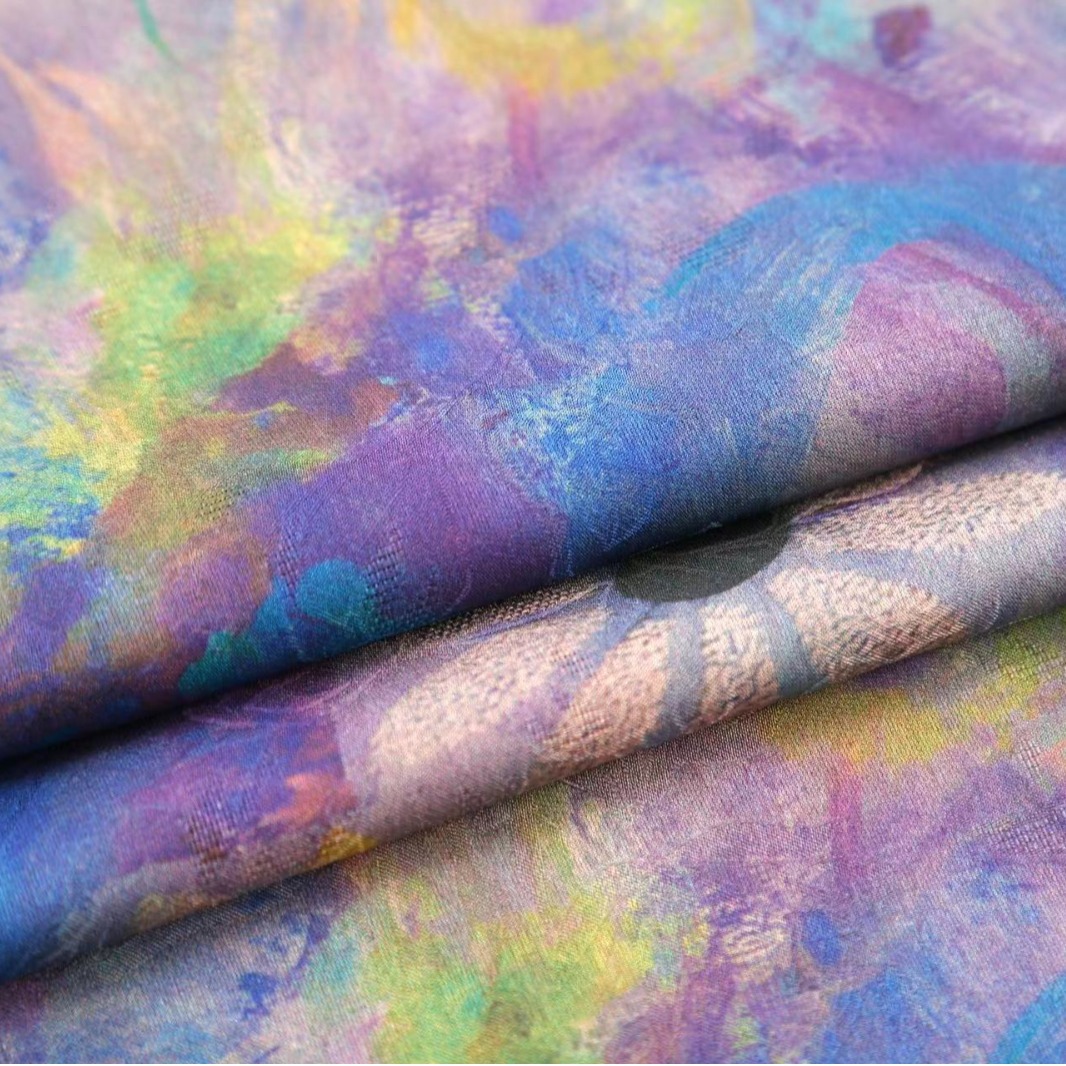 Artificial silk flower double-sided fragrant cloud yarn flower cloth top dress scarf fabric middle-aged and elderly