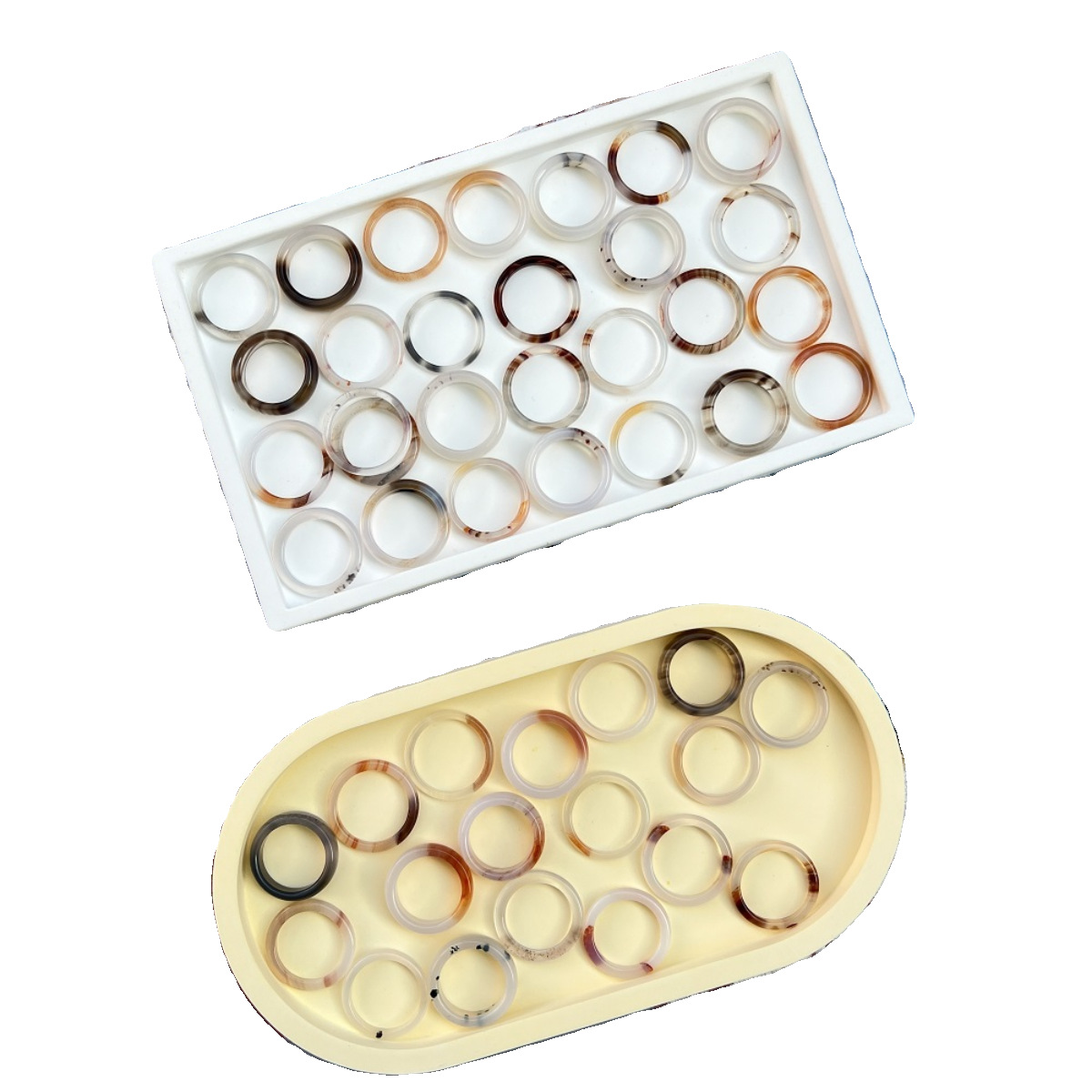 National Style Ring Natural Ice Agate Fingers Koi Tail Ring Very Thin Women's Niche Colorful Agate Ring