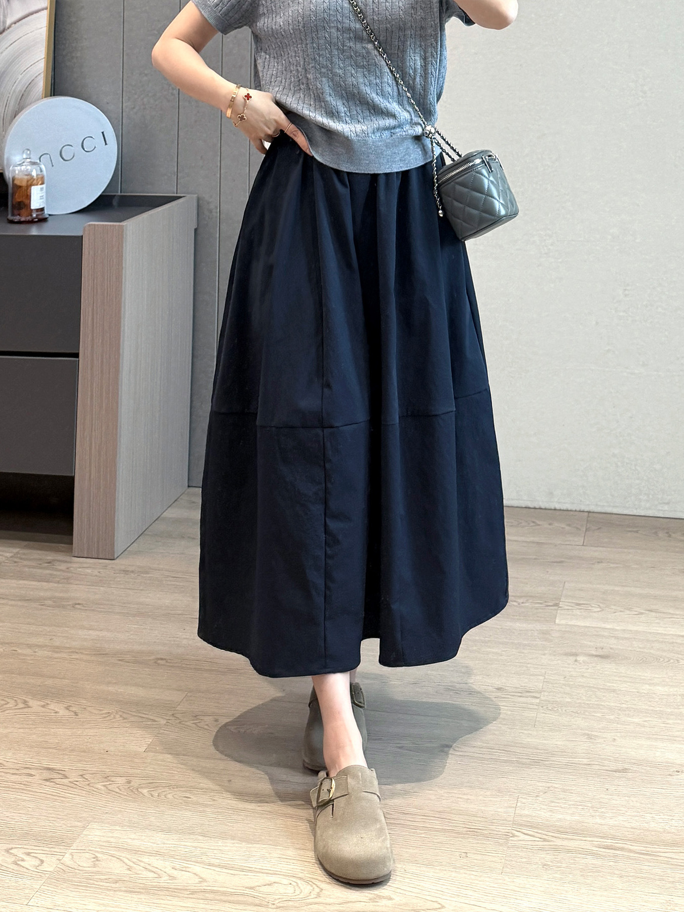 Spring Not Late [Anti-Wrinkle] Super Cotton Bud Skirt 12 Pieces Cut Deconstructed Vertical Cut Lantern Skirt Covering Flesh Long Skirt
