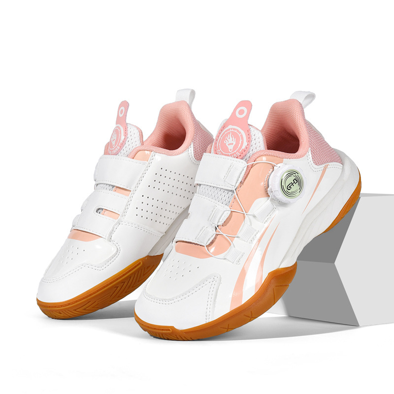 New Children's Table Tennis Badminton Shoes Professional Rotating Buckle Children's Shoes Non-Slip Leather sneaker Girls' Men's Shoes