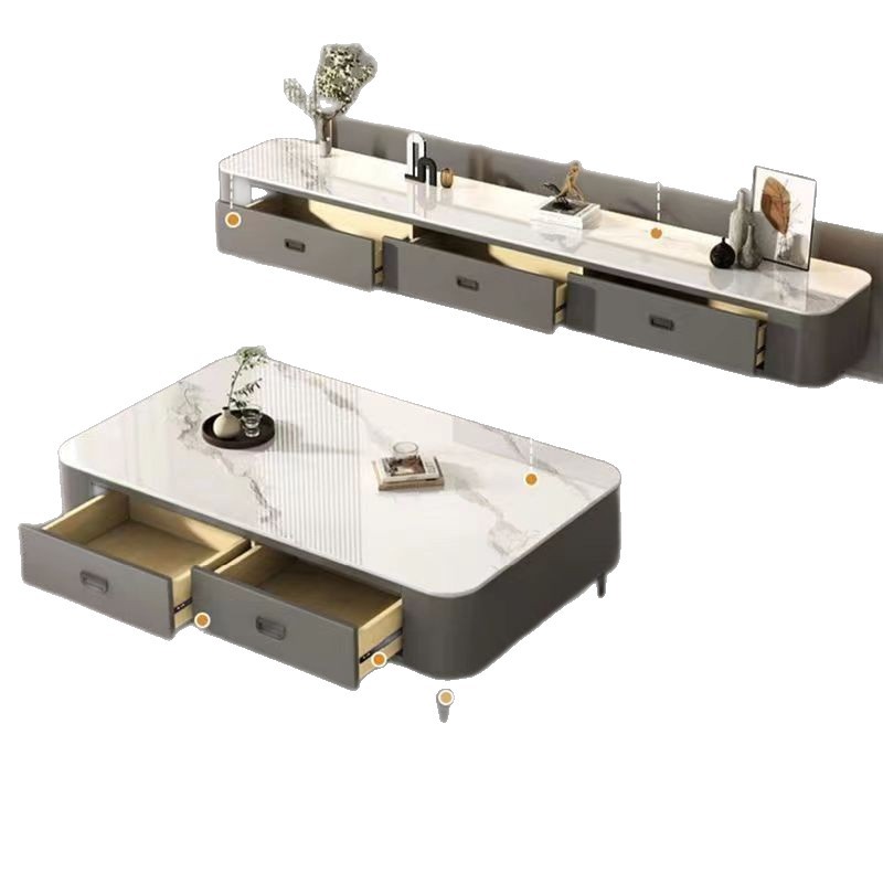 Simple Modern Slate Tv Cabinet Coffee Table Combination Home Living Room Small Apartment Tea Table Wholesale Fully Decorated Soft Bag Coffee Table