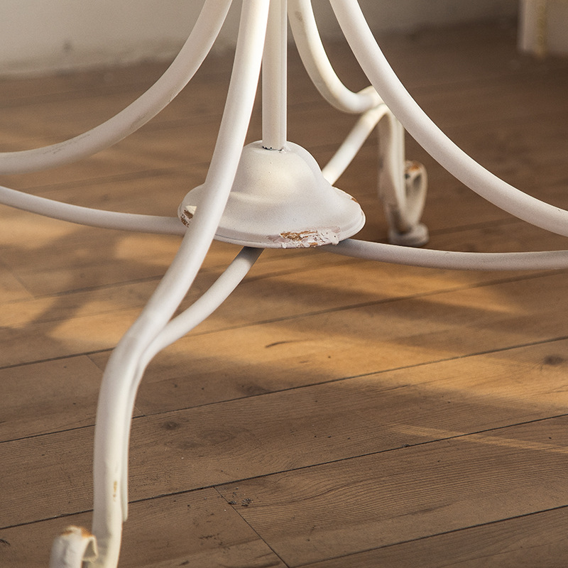 Balcony afternoon tea leisure table and chair combination wholesale White American distressed designer round restaurant milk tea table