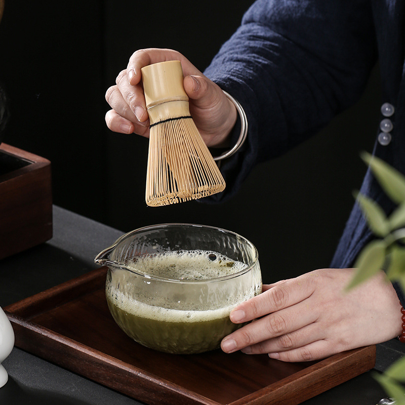 Glass matcha tea set with color box tea bowl tea set set