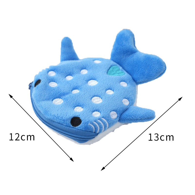Factory wholesale cartoon children's shark coin purse zipper bag data cable bag children's pendant decorations small gifts