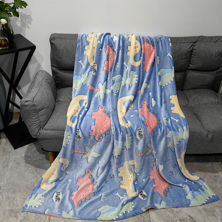 Cross-border Luminous Flannel Blanket Double-sided Fleece Cover Blanket Luminous Children's Blanket Cartoon Printed Fleece Blanket Wholesale