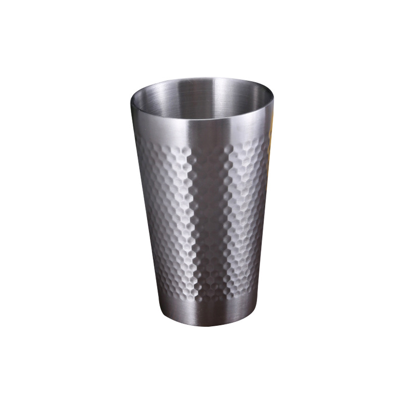 Ins Industrial Style 304 Double Layer Anti-scalding Hammer Pattern Stainless Steel Cup Diamond Pattern Beer Cup Coffee Cup Outdoor Water Cup